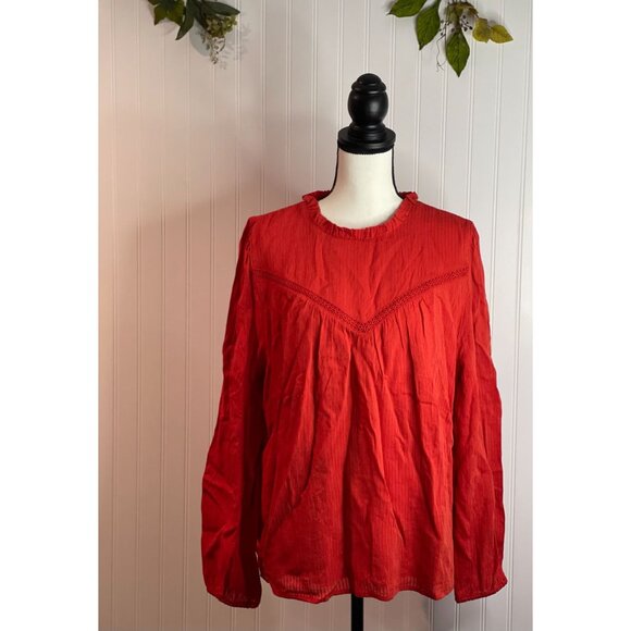 LOFT Womens Red Blouse XL 59% Viscose & Cotton With Button Detail - Picture 2 of 14